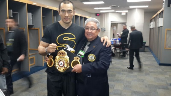 Photo: Beibut Shumenov receives WBA Super Belt